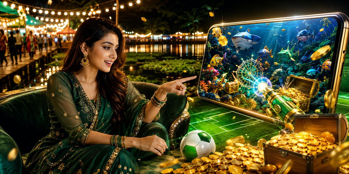 বাংলাদেশে রাতের বাজারে ফিশিং গেম খেলার দৃশ্য